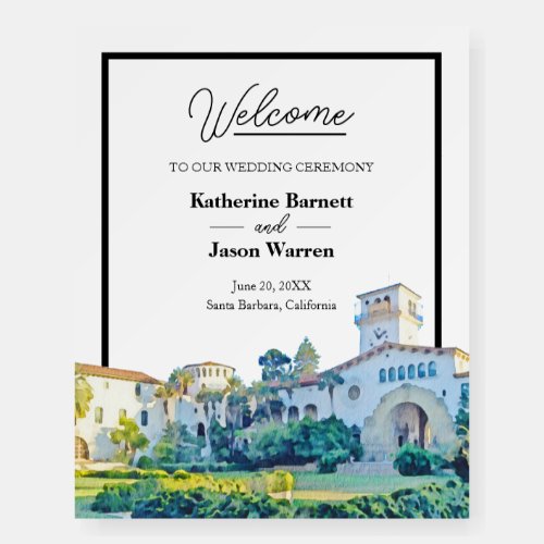 Santa Barbara Courthouse Watercolor Wedding Foam Board