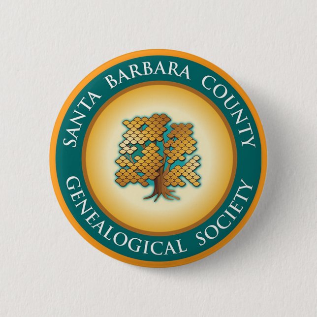 Santa Barbara Genealogical Society Button / Pin (Front)