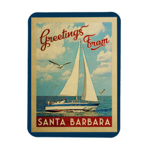 Santa Barbara Magnet Sailboat Vintage California