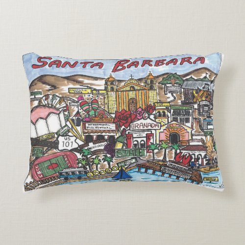 Santa Barbara Map Accent Pillow