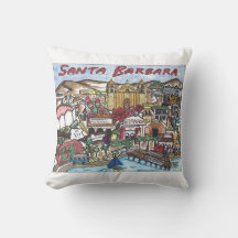 Santa Barbara Map Throw Pillow