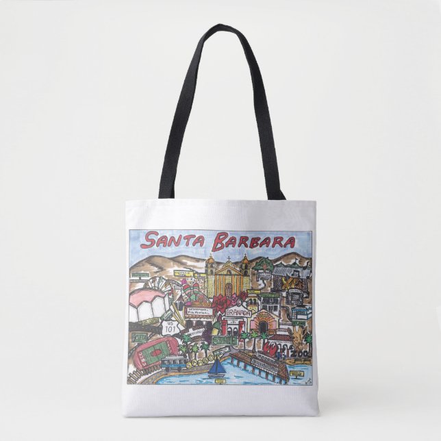 Santa Barbara Map Tote Bag (Front)