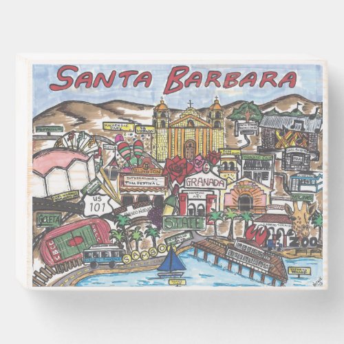 Santa Barbara Map Wood Box Sign