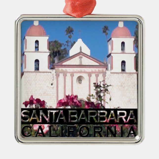 Santa Barbara Metal Ornament (Front)