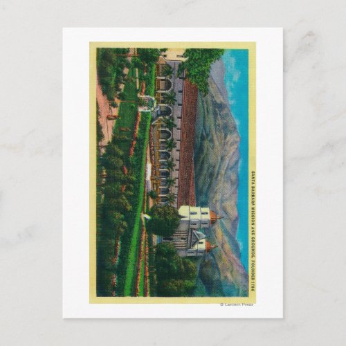 Santa Barbara Mission and Grounds Postcard