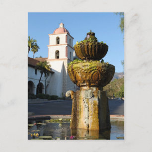 Santa Barbara Mission Fountain Postcard
