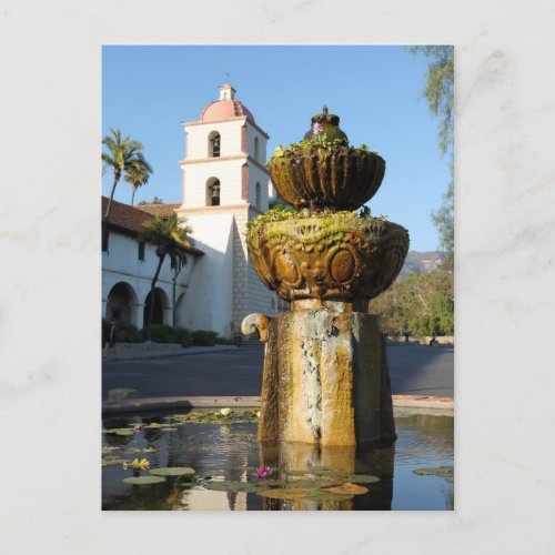 Santa Barbara Mission Fountain Postcard