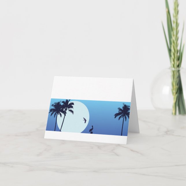 Santa Barbara Moonrise Customizable Notecard (Front)