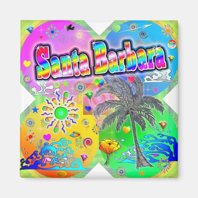Santa Barbara Quadro Seasons Magnet (Front)