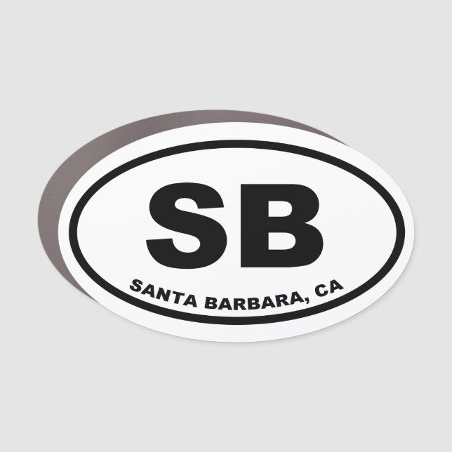 Santa Barbara SB Oval Car Magnet (Front)