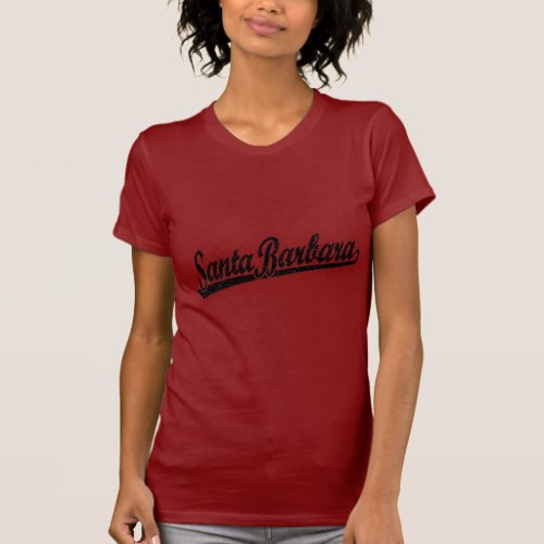 Santa Barbara script logo in black distressed T_Shirt