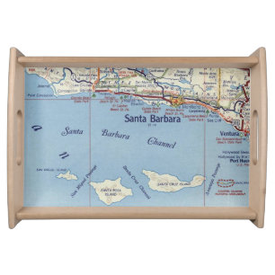 Santa Barbara Vintage Map Serving Tray