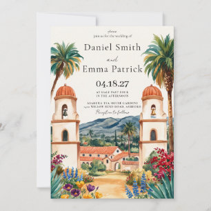 Santa Barbara Watercolor Wedding Destination Invitation