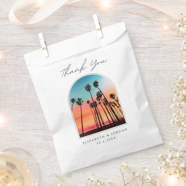 Santa Barbara Wedding Thank You Sunset Photo Favor Bag (Clipped)