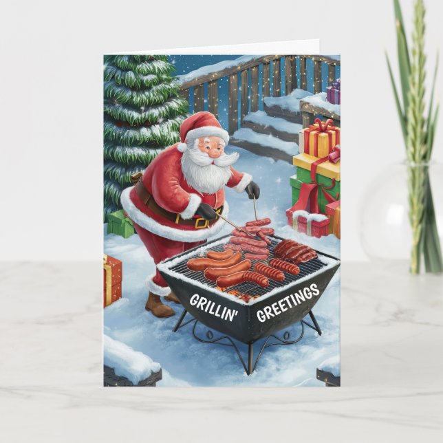 Santa Barbecue Christmas Card (Front)
