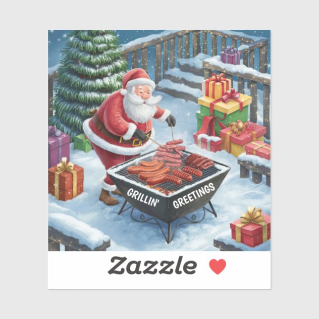 Santa Barbecue Christmas  Sticker (Sheet)