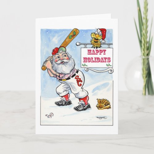 Santa Baseball Christmas Happy Holidays Card