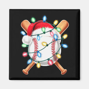Santa Baseball Player Santa Hat Men Boys Christmas Magnet