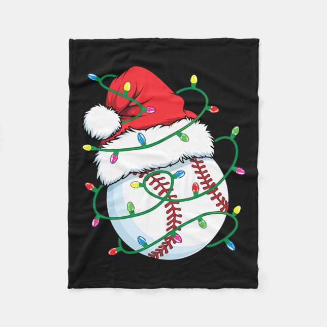 Santa Baseball Sports Ball Men Boys Christmas Xmas Fleece Blanket (Front)