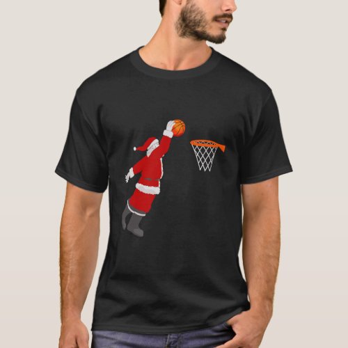 Santa Basketball Christmas Xmas Basketball Dunking T_Shirt