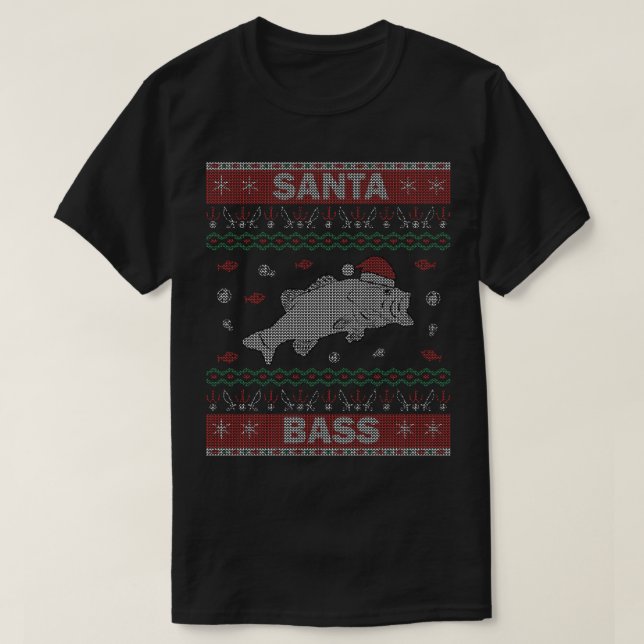 Santa Bass Ugly Christmas Sweater Fishing (Design Front)
