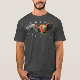 Santa Bat Animal Christmas Lights Lover Christmas T-Shirt