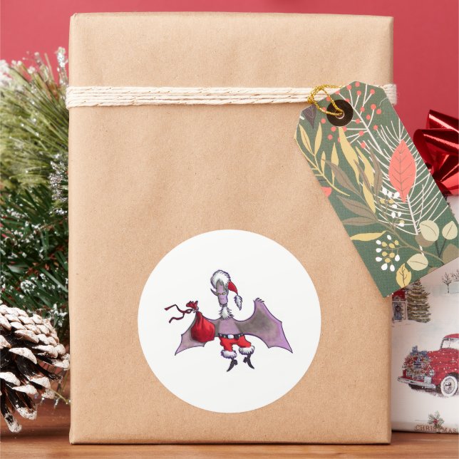 Santa Bat large round stickers sheet (Holiday)