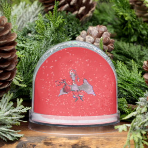 Santa Bat red snow globe