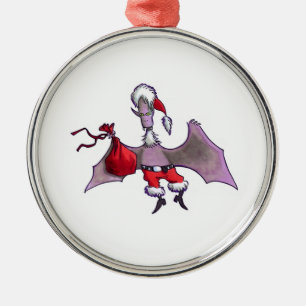 Santa Bat round premium ornament
