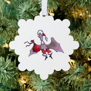 Santa Bat snowflake paper ornament Card