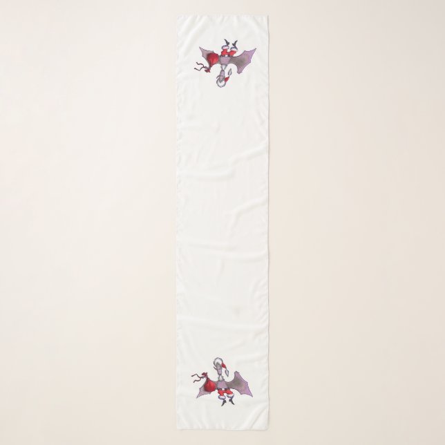 Santa Bat white longer scarf (Front)