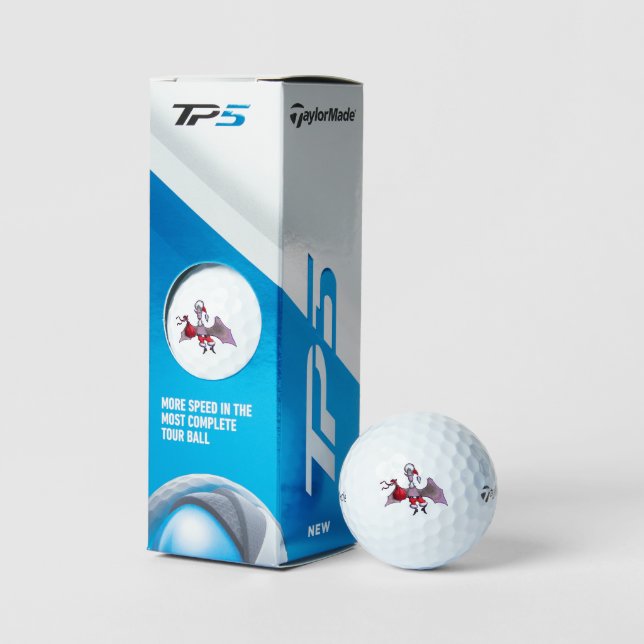 Santa Bat white Taylor Made TP5 golf balls 3 pk (Packaging)