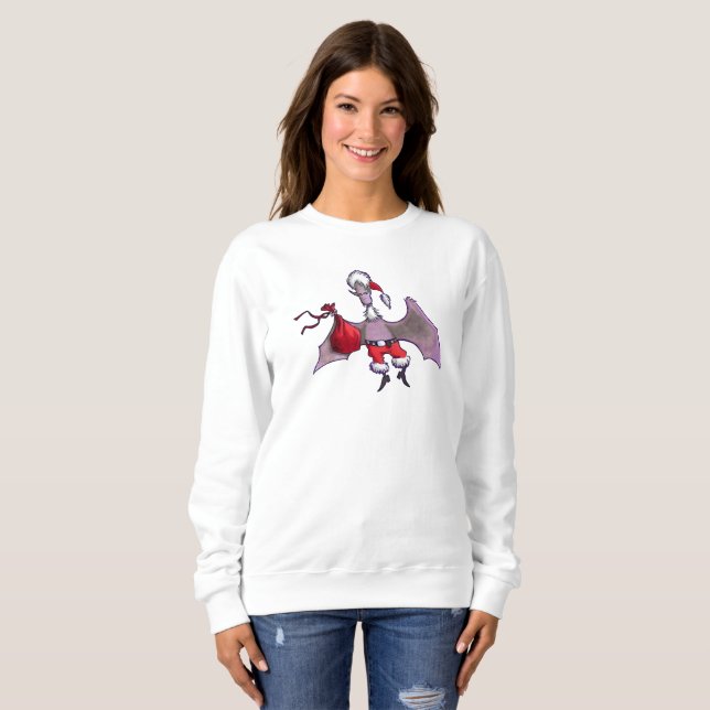 Santa Bat women white sweatshirt (Front Full)
