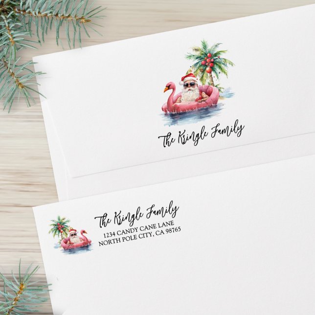 Santa Beach Christmas Return Address Card Envelope (Santa Beach Christmas Return Address Card envelope)