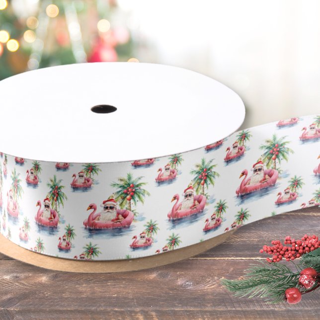 Santa Beach Christmas Satin Ribbon (Santa Beach Christmas Satin Ribbon )