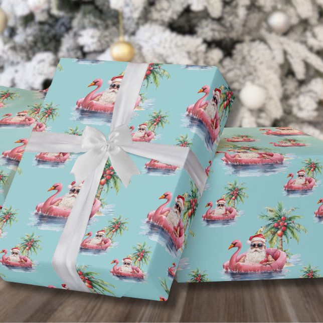 Santa Beach Christmas Wrapping Paper (Tropical Beach Santa Christmas Wrapping Paper)