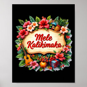 Santa Beach Mele Kalikimaka Hawaiian Tail Party  Poster
