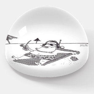 Santa Beach Time glass dome paperweight