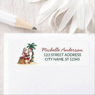 Santa Beach tropical Hawaiian Palm Return Address Label