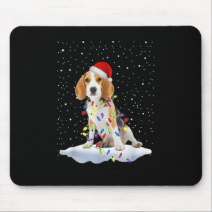 Santa Beagle Christmas Light Snowfake Dog Mom X-ma Mouse Pad