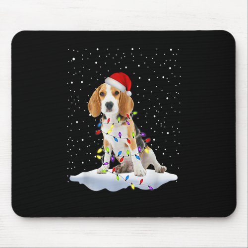 Santa Beagle Christmas Light Snowfake Dog Mom X_ma Mouse Pad