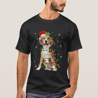 Santa Beagle Christmas Lights Xmas Dog Lover Men W T-Shirt