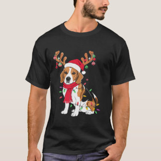 Santa Beagle Christmas Lights Xmas Dog Lover Men W T-Shirt