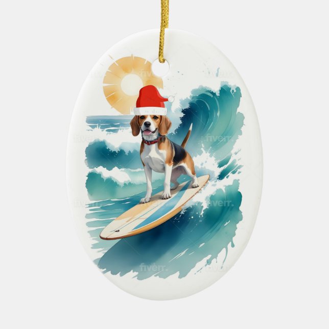 Santa Beagle Christmas ornament (Front)