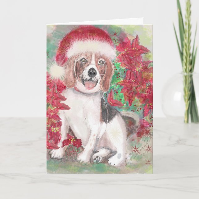Santa Beagle Holiday Card (Front)