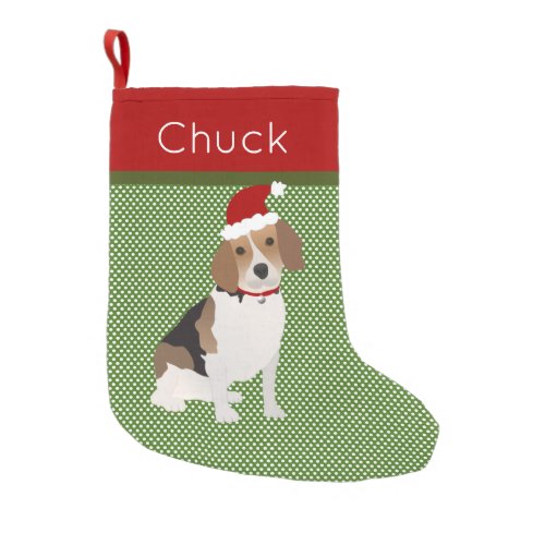 Santa Beagle Personalized Small Christmas Stocking