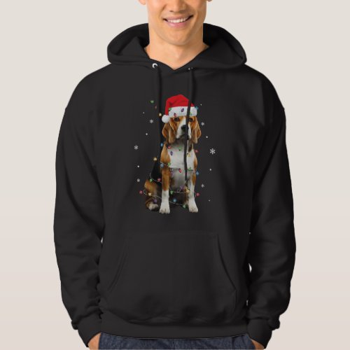 Santa Beagle with Christmas lights Funny Dog Lover Hoodie