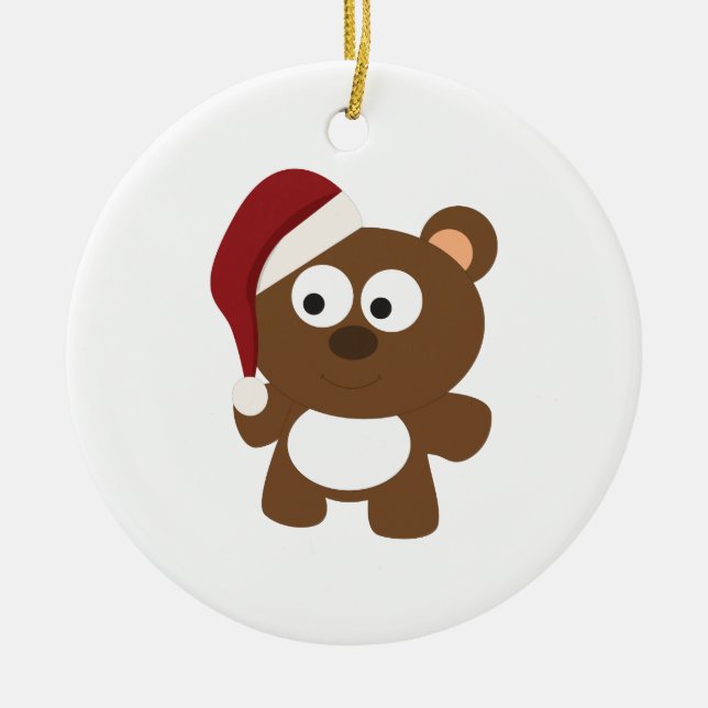 Santa Bear Ceramic Ornament (Front)