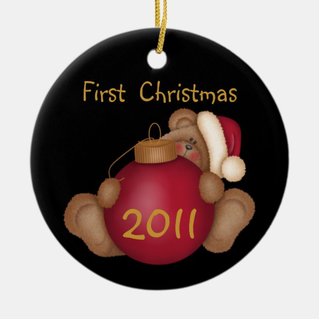 Santa Bear Customized 1st Christmas Ornament (Front)