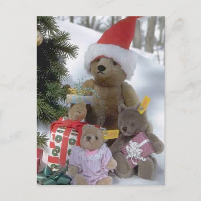 Santa bear holiday postcard (Front)